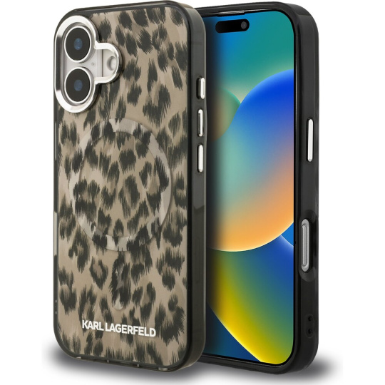 Karl Lagerfeld IML Leopard MagSafe kryt iPhone 16 hnědý