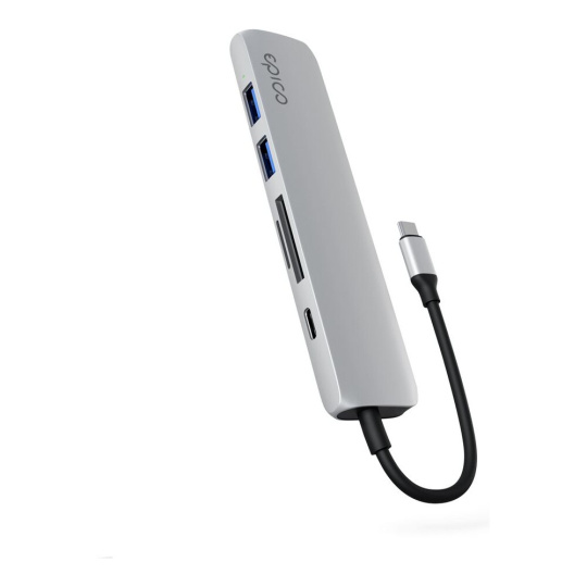 Epico 6v1 hliníkový hub 8K s USB-C hvězdně stříbrný Epico 6v1 hliníkový hub 8K s USB-C hvězdně stříbrný