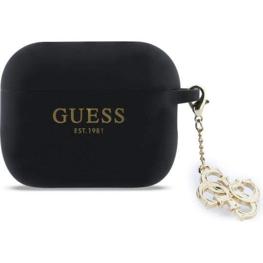 Guess 4G Charm Silikonové pouzdro AirPods Pro 3 černé Guess 4G Charm Silikonové pouzdro AirPods Pro 3 černé