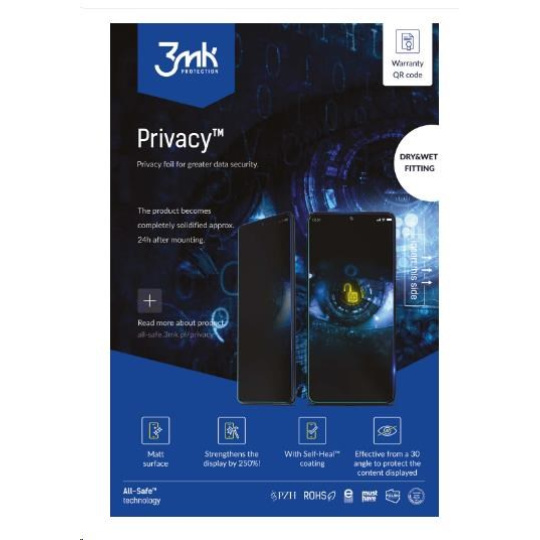 3mk All-Safe - AIO fólie Privacy Dry & Wet Fitting Phone, 5 ks