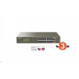 Tenda TEG1116P-16-150W - PoE AT Switch 135Watt, 16xRJ45 Switch s 16x 10/100/1000 Mbps PoE, Fanless, Kov