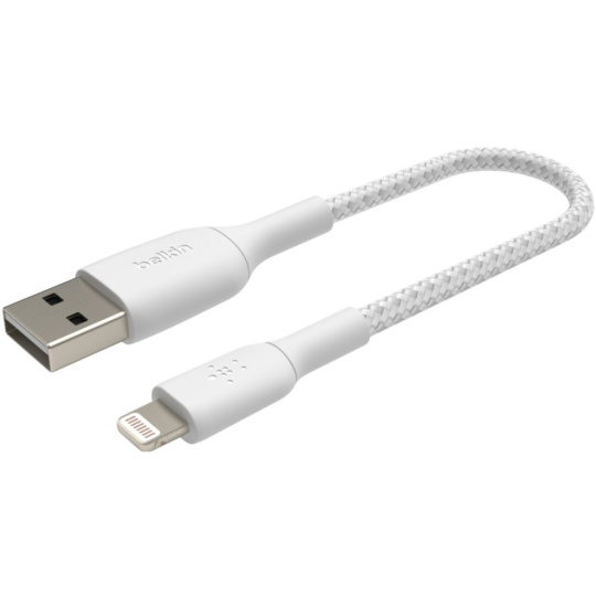 Belkin BOOST Charge Braided Lightning/USB-A odolný kabel, 15cm, bílý