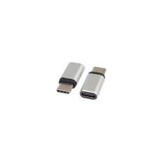 PremiumCord Adaptér USB-C Female - USB-C Male, stříbrná