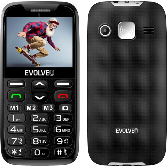 EVOLVEO EasyPhone mobilní telefon pro seniory s nabíjecím stojánkem černý