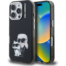 Karl Lagerfeld IML Aquarelle Karl and Choupette kryt iPhone 16 Pro černý Karl Lagerfeld IML Aquarelle Karl and Choupette kryt iPhone 16 Pro černý