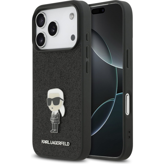 Karl Lagerfeld Fixed Glitter Metal Ikonik kryt iPhone 17 Pro černý Karl Lagerfeld Fixed Glitter Metal Ikonik kryt iPhone 17 Pro černý