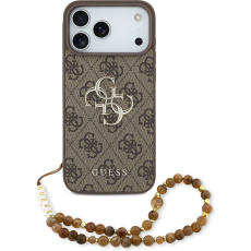 Guess PU 4G Metal Logo Strap kryt iPhone 17 Pro Max hnědý