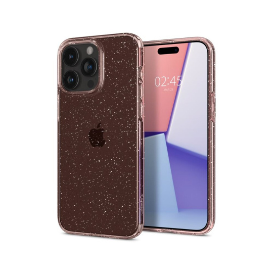 Spigen Liquid Crystal Glitter kryt iPhone 15 Pro růžový