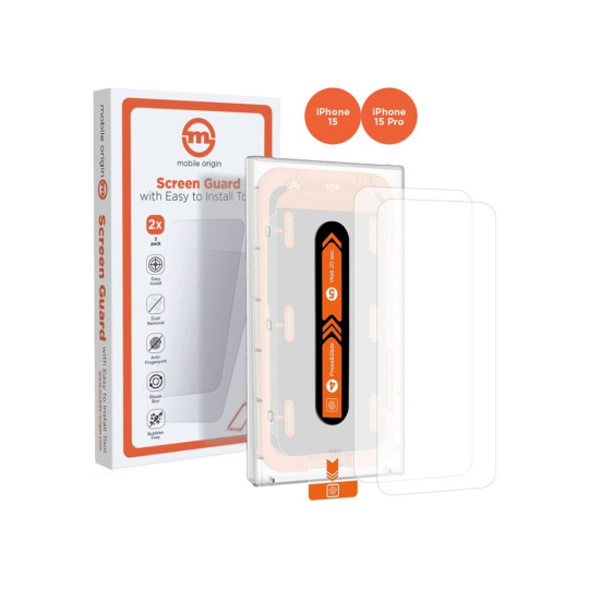 Mobile Origin Orange Screen Guard 2 Pack 2,5D ochranné sklo s aplikátorem iPhone 15 Pro/15