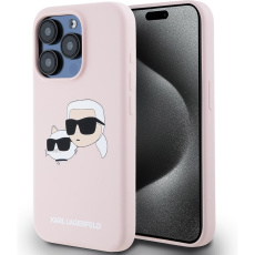Karl Lagerfeld Liquid Silicone Double Heads Magsafe zadní kryt iPhone 15 Pro růžový