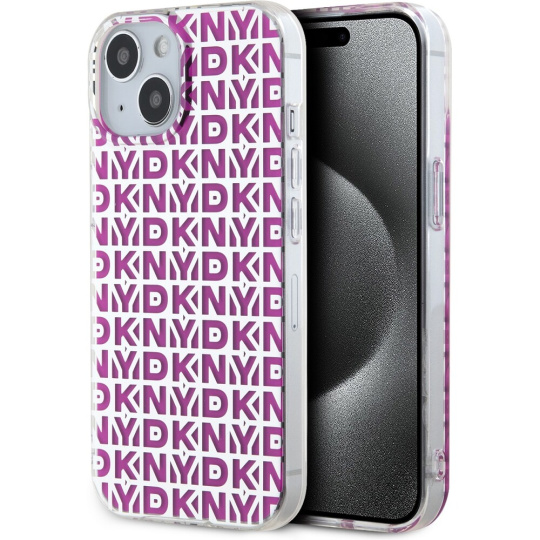 DKNY PC/TPU Repeat Pattern kryt iPhone 15 růžový