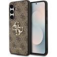 Guess PU 4G Metal Logo Zadní Kryt pro Samsung Galaxy S25 FE hnědý