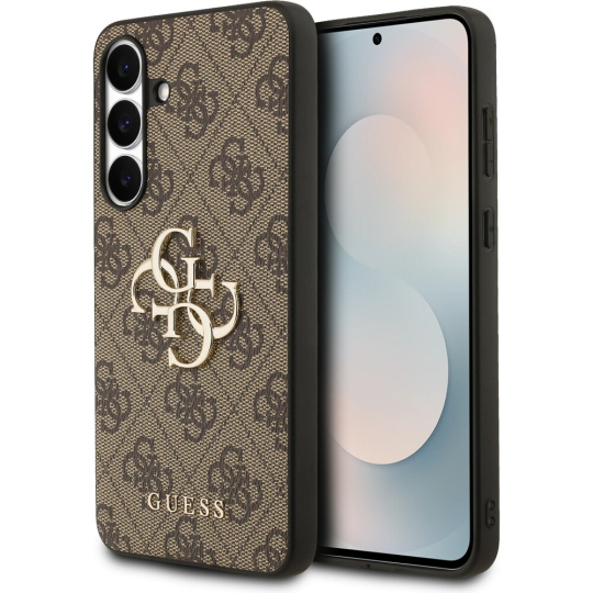 Guess PU 4G Metal Logo Zadní Kryt pro Samsung Galaxy S25 FE hnědý