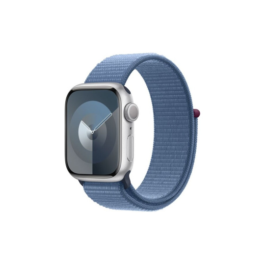 Apple Watch Series 9 41mm Stříbrný hliník s ledově modrým provlékacím řemínkem