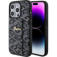 Guess PU Grip Stand G Cube kryt iPhone 15 Pro Max černý