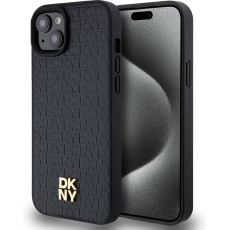 DKNY PU Leather Repeat Pattern Stack Logo Magsafe kryt iPhone 13 černý