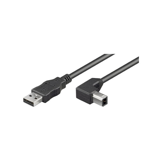 PremiumCord USB 2.0 A-B s konektorem 90° 2m