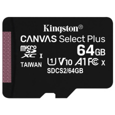 Kingston microSDXC Canvas Select Plus 64GB A1 Class 10 100MB/s UHS-I