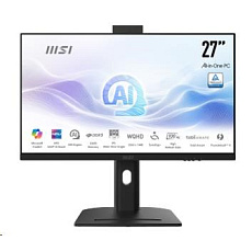 MSI PC AiO Modern AM273QP AI 1UMG-424XEU, Ultra 7 155H, 27" WQHD, Anti-Glare, 16GB, 1TB SSD, N/A, No OS, Black