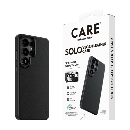 PanzerGlass® CARE SOLO Qi kryt z veganské kůže Samsung Galaxy S26 Ultra černý
