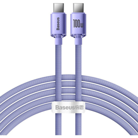 Baseus Crystal Shine Series kabel USB-C/USB-C (100W) 2m fialový
