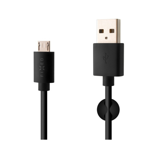 FIXED datový a nabíjecí kabel microUSB, 2 metry, 2,4A, černý