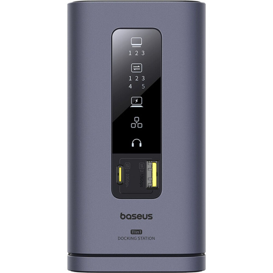 Baseus Spacemate 11v1 dokovací stanice (USB-C PD, USB-C, 2x USB-A, 3x HDMI) šedá