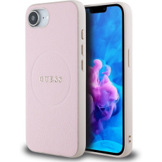 Guess PU Grained Classic Logo MagSafe kryt iPhone 16e růžový