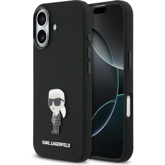 Karl Lagerfeld Liquid Silicone Metal Ikonik kryt iPhone 17 černý Karl Lagerfeld Liquid Silicone Metal Ikonik kryt iPhone 17 černý