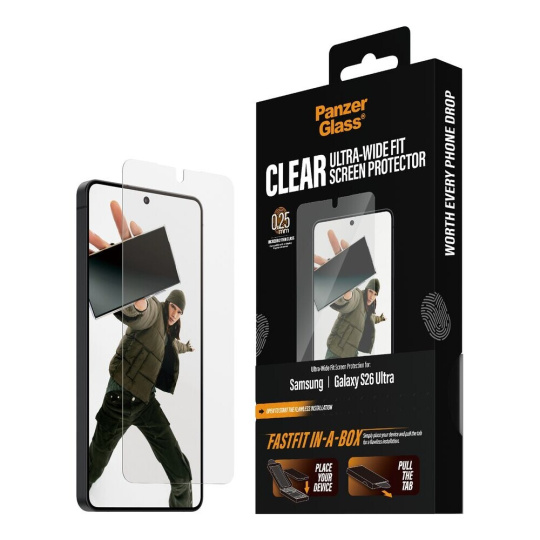PanzerGlass® Ultra-Wide Fit sklo s bezprašným aplikačním boxem Samsung Galaxy S26 Ultra